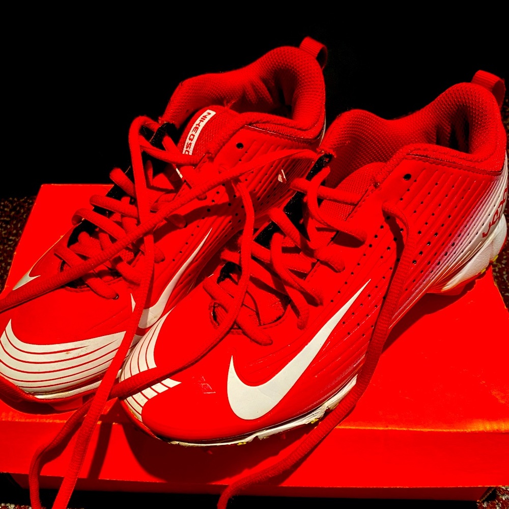 Red and white like new Nike youth baseball Cleats